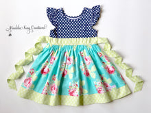 Load image into Gallery viewer, Baby, Toddler, and Girls Tallulah Blue Knit Bodice Dress