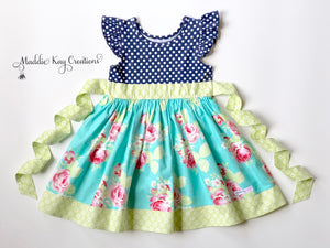 Baby, Toddler, and Girls Tallulah Blue Knit Bodice Dress