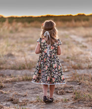 Load image into Gallery viewer, Charcoal Blooms - Toddler &amp; Girls Floral Dress