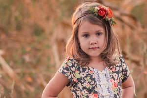 Charcoal Blooms - Toddler & Girls Floral Dress