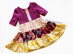 Knit Bodice Fall Ruffled Dress - Size 5