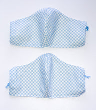Load image into Gallery viewer, Blue Gingham Child’s Small &amp; Large Masks